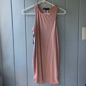 Nude pink suede mini dress bodycon